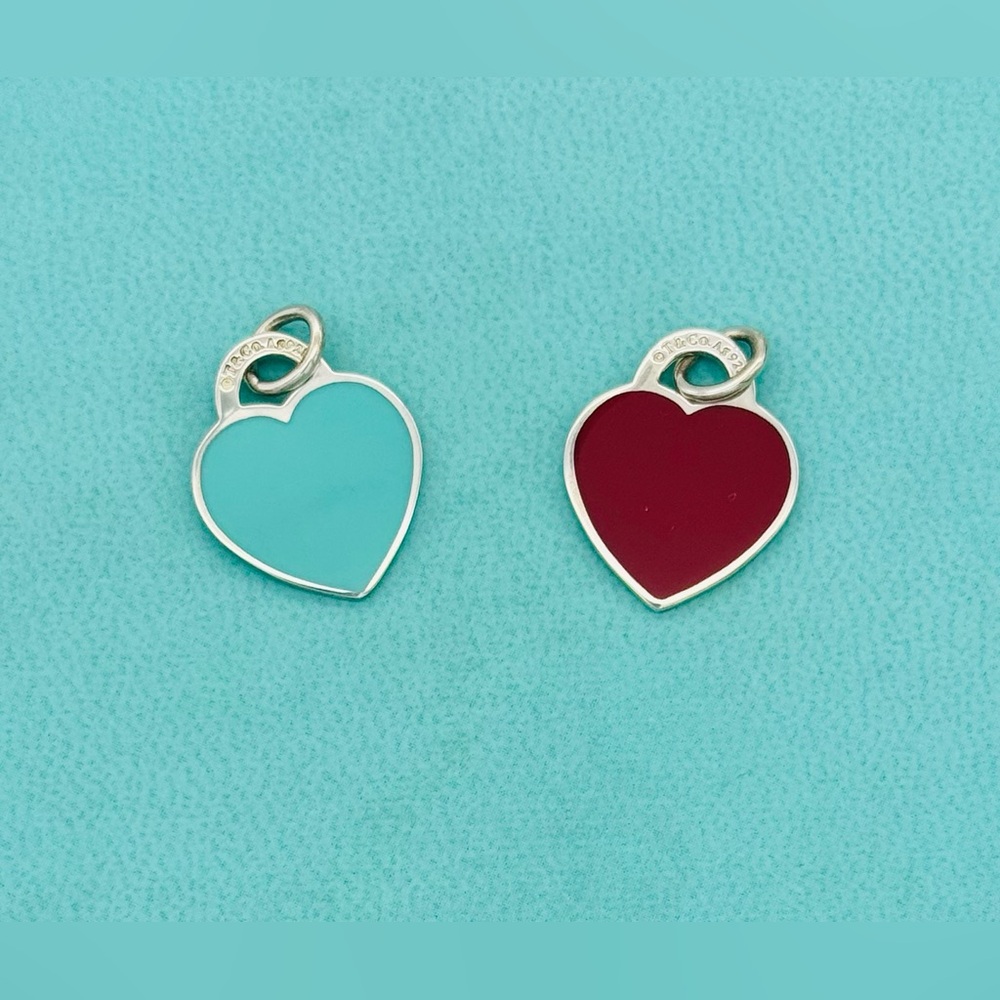 Tiffany & Co Rtt Small Blue & Red Enamel Rtt Heart Charm